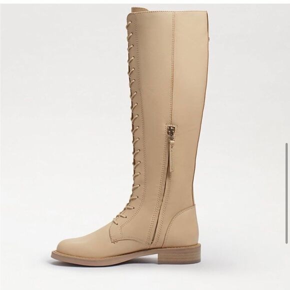 Sam Edelman Nance Lace Up Eggshell Leather Knee High Boots NWOB - Picture 5 of 9